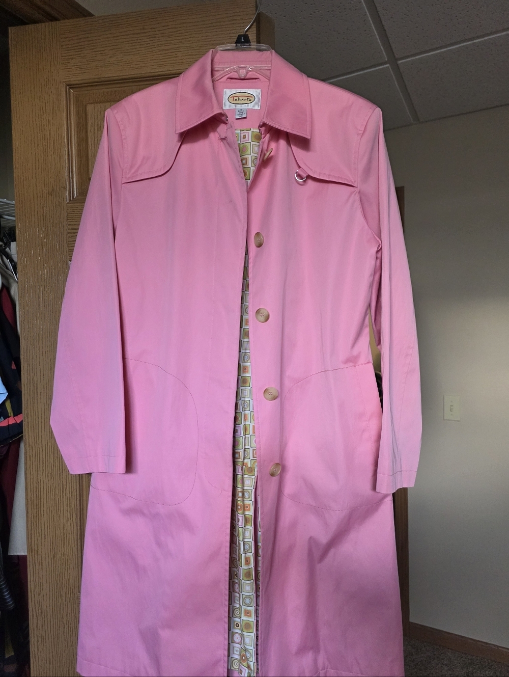 Vintage Talbots Pink Women's Trench Coat Sz 8